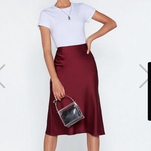 Nastygal burgundy satin skirt